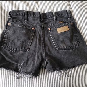 High wasted black Wrangler cutoff shorts